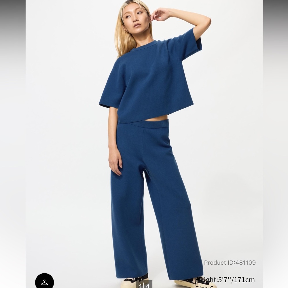 Uniqlo Washable Milano Ribbed Pants (Blue)